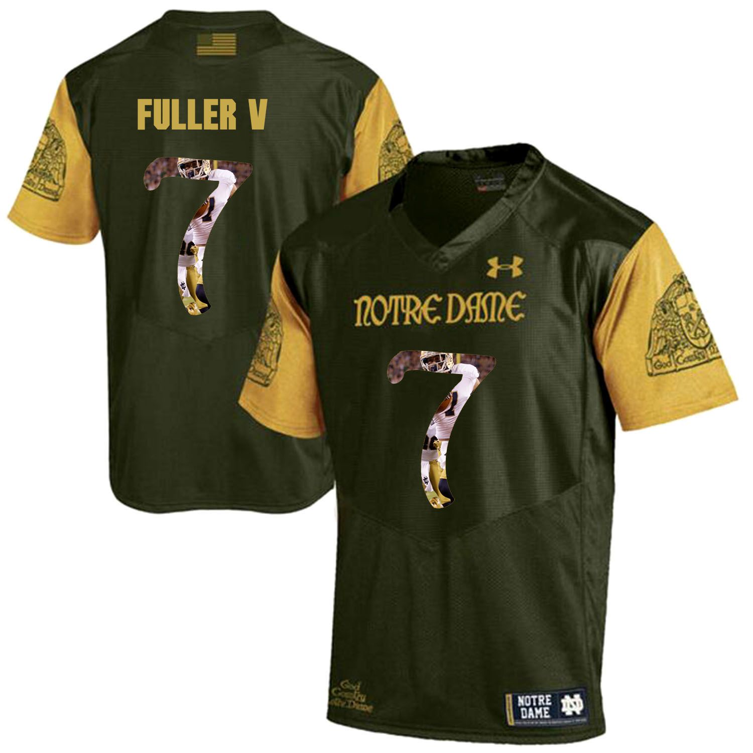 Men Norte Dame Fighting Irish #7 Fuller v Green Fashion Edition Customized NCAA Jerseys->customized ncaa jersey->Custom Jersey